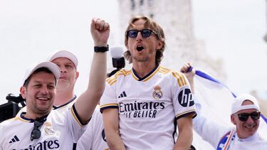 Modric, durante la celebración por la Liga 36.