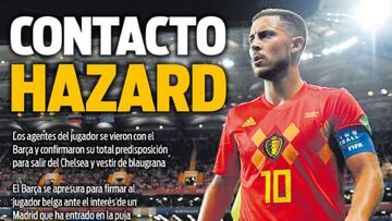 Portada del Sport del 12 de juliio de 2018, que recoge el interés del Barça para fichar al futbolista belga del Chelsea Eden Hazard.