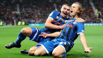 Luke Mathesoncelebra su gol ante el Manchester United