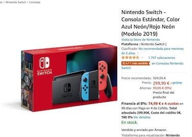 Nintendo Switch baja de precio en España: 299€ en su modelo con Joy-Con