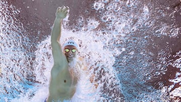 France's swimmer Leon Marchand competes in a semi-final of the men's 200m individual medley swimming event during the 2025 World Aquatics Championships in Singapore on July 30, 2025. (Photo by Fran�ois-Xavier MARIT / AFP)