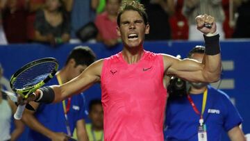 Rafa Nadal celebra su victoria ante Miomir Kecmanovic en el torneo de Acapulco 2020.