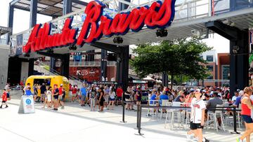 ATLANTA, GA - JUNE 25: Fans mill around in The Battery before the Saturday evening MLB game between the Los Angeles Dodgers and the Atlanta Braves on June 25, 2022 at Truist Park in Atlanta, Georgia.  (Photo by David J. Griffin/Icon Sportswire via Getty Images)