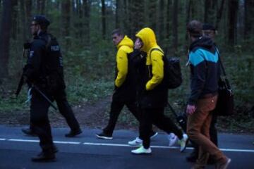 Los jugadores del Dortmund después del incidente.