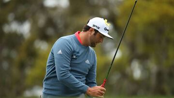 PONTE VEDRA BEACH, FLORIDA - MARCH 17: Jon Rahm of Spain plays his shot from the 12th tee during the final round of The PLAYERS Championship on The Stadium Course at TPC Sawgrass on March 17, 2019 in Ponte Vedra Beach, Florida.   Gregory Shamus/Getty Images/AFP
 == FOR NEWSPAPERS, INTERNET, TELCOS &amp; TELEVISION USE ONLY ==