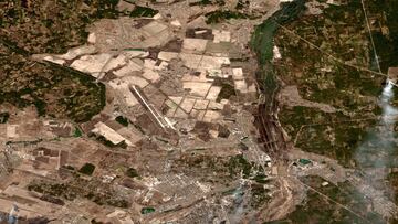 A satellite image shows an overview of Antonov Airport and Irpin in Ukraine, March 21, 2022. Satellite image ©2022 Maxar Technologies/Handout via REUTERS ATTENTION EDITORS - THIS IMAGE HAS BEEN SUPPLIED BY A THIRD PARTY. MANDATORY CREDIT. NO RESALES. NO ARCHIVES. DO NOT OBSCURE LOGO.