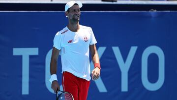 Novak Djokovic, durante un entrenamiento previo a los Juegos Ol&iacute;mpicos de Tokio 2020.