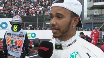 Lewis Hamilton hablando tras la carrera de M&eacute;xico. 