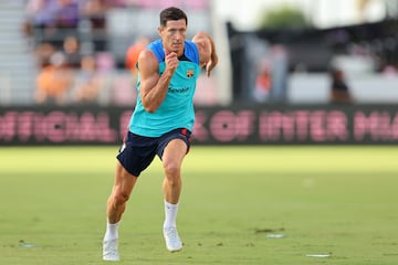 Lewandowski, en un entrenamiento personal en el estadio del Inter Miami