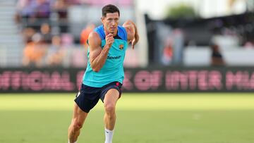 Lewandowski, en un entrenamiento personal en el estadio del Inter Miami