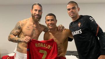 Sergio Ramos, Cristiano Ronaldo y Pepe.