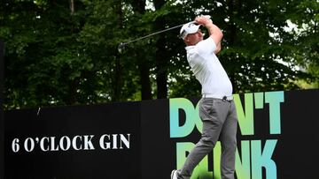 ST ALBANS, ENGLAND - JUNE 09: Shaun Norris of 4 Aces GC plays his shot from the fourth tee during day one of the LIV Golf Invitational - London at The Centurion Club on June 09, 2022 in St Albans, England. (Photo by Joe Maher/LIV Golf/Getty Images)