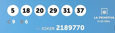 La Primitiva: comprobar los resultados del sorteo de hoy, lunes 12 de febrero