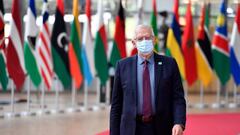 European Union foreign policy chief Josep Borrell arrives for an EU Africa summit at the European Council building  in Brussels on February  17, 2022. - European Union leaders meet with their African counterparts during a two-day summit in Brussels. The E