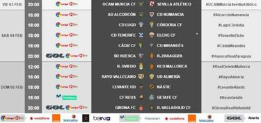 LaLiga publica los horarios de la jornada 24 de Segunda División