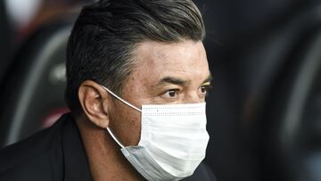 BUENOS AIRES, ARGENTINA - MARCH 28:  Marcelo Gallardo coach of River Plate looks on before a match as part of Copa de la Liga Profesional 2021 between River Plate and Racing Club at Estadio Monumental Antonio Vespucio Liberti on March 28, 2021 in Buenos Aires, Argentina. (Photo by Marcelo Endelli/Getty Images)