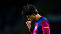 El delantero portugués del FC Barcelona Joao Félix, durante el encuentro correspondiente a la jornada 18 de LaLiga EA Sports disputado este miércoles entre el FC Barcelona y la UD Almería en el estadio Olímpico Lluís Companys de Barcelona.