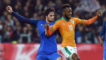 Cheik Doukouré en un partido con su selección de Costa de Marfil.