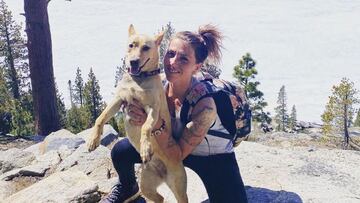 Courtney Leasure y su perro en la nieve en Lake Tahoe. 