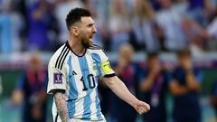 Soccer Football - FIFA World Cup Qatar 2022 - Quarter Final - Netherlands v Argentina - Lusail Stadium, Lusail, Qatar - December 10, 2022 Argentina's Lionel Messi celebrates qualifying for the semi finals REUTERS/Molly Darlington