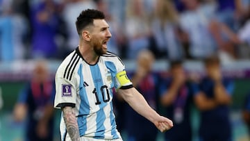 Soccer Football - FIFA World Cup Qatar 2022 - Quarter Final - Netherlands v Argentina - Lusail Stadium, Lusail, Qatar - December 10, 2022 Argentina's Lionel Messi celebrates qualifying for the semi finals REUTERS/Molly Darlington