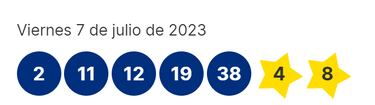 Euromillones: comprobar los resultados del sorteo de hoy, viernes 7 de julio