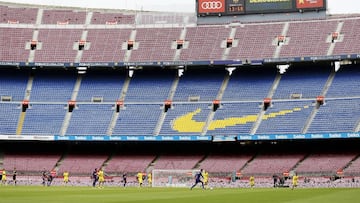 Vista de la grada vacía del Camp Nou en el partido a puerta cerrada ante Las Palmas.