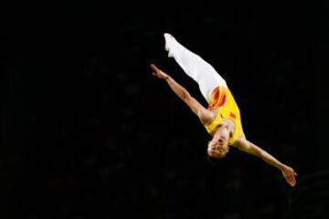 Dong Dong of China competes during the Men's Trampoline Final on Day 8 of the Rio 2016 Olympic Games at the Rio Olympic Arena on August 13, 2016 in Rio de Janeiro, Brazil. (Photo by VCG/VCG via Getty Images)