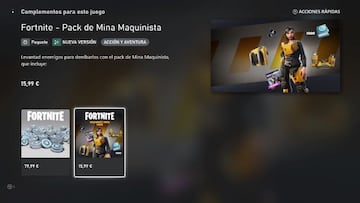 Si no tenemos Salvar el Mundo, podemos ver el Pack de Mina Maquinista en la Epic Games Store, PlayStation Store o Microsoft Store