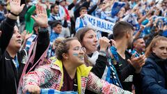 La afición del Málaga, en el Anxo Carro de Lugo.