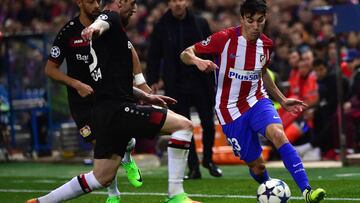 Gaitán, en el partido de Champions ante el Leverkusen.