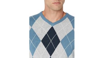 Jersey con cuello de pico para hombre de Amazon Essentials con estampado de rombos