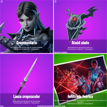 club fortnite octubre 2023 nueva skin crepuscularia