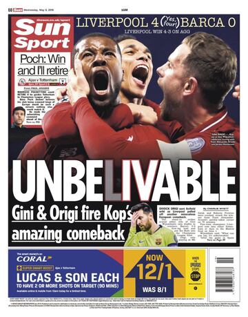 Media reacts to Liverpool's comeback over Barcelona