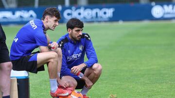 Aimar, junto a Catena, durante un entrenamiento.