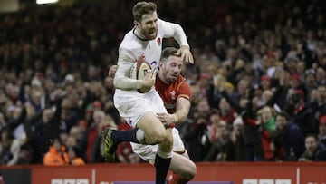 Britain Rugby Union - Wales v England - Six Nations Championship - Principality Stadium, Cardiff - 11/2/17 England&#039;s Elliot Daly scores a try Action Images via Reuters / Henry Browne Livepic EDITORIAL USE ONLY.