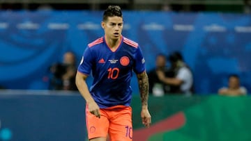 James Rodríguez durante un partido con la Selección Colombia en la Copa América Brasil 2019.