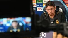 Napoli (Italy), 02/10/2023.- Real Madrid'Äôs Federico Valverde attends a press conference in Naples, Italy, 02 October 2023. Real Madrid will face Napoli in a UEFA Champions League group stage soccer match on 03 October 2023. (Liga de Campeones, Italia, Nápoles) EFE/EPA/CIRO FUSCO
