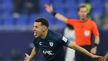 Soccer Football - Intercontinental Cup - Derby of the Americas - Botafogo v Pachuca - Stadium 974, Doha, Qatar - December 11, 2024 Pachuca's Oussama Idrissi celebrates scoring their first goal REUTERS/Ibraheem Al Omari