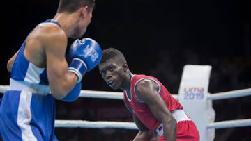 Yuberj&eacute;n Mart&iacute;nez durante una pelea en los Juegos Panamericanos Lima 2019.