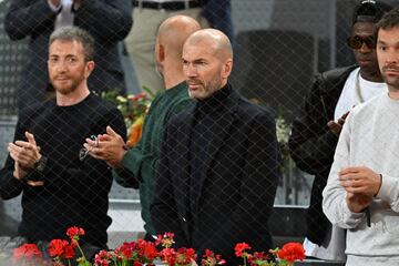 Pablo Motos y Zidane durante el partido de Rafa Nadal en el Mutua Madrid Open.