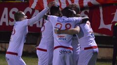 Am&eacute;rica de Cali celebra una anotaci&oacute;n en la Liga &Aacute;guila. 