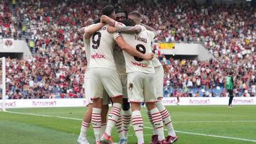 22 May 2022, Italy, Milan: AC Milan's Olivier Giroud celebrates scoring his side's second goal with team mates during the Italian Serie A soccer match between Inter Milan and UC Sampdoria at San Siro Stadium. Photo: Spada/LaPresse via ZUMA Press