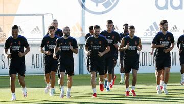 Los jugadores del Real Madrid, en la &uacute;ltima sesi&oacute;n de entrenamiento en Valdebebas.