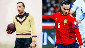 Ricardo Zamora y Ra&uacute;l de Tom&aacute;s, jugadores del Espanyol y de Espa&ntilde;a.