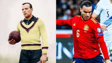 Ricardo Zamora y Raúl de Tomás, jugadores del Espanyol y de España.