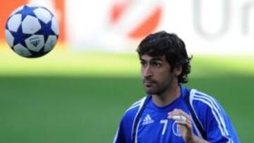 Raúl entrenándose ayer.