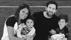 Lionel Messi con Antonella Roccuzzo y sus tres hijos (Thiago, Mateo y Ciro) el Domingo de Pascua de 2018.