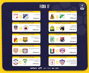 Fixture de la Liga BetPlay 2025-II