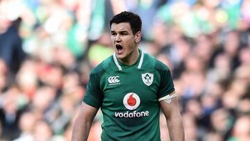 Jonny Sexton of Ireland looks on during the Ireland v Scotland Six Nations rugby championship game at Aviva Stadium on March 10, 2018 in Dublin, Ireland.